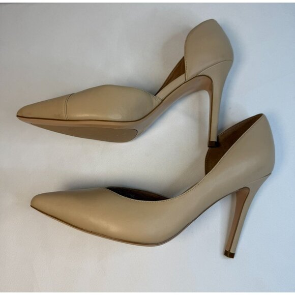 Halogen D'Orsay Heels Womens Size 9.5 Nude Leather Pointed Toe Stilettos Dressy - Picture 6 of 14